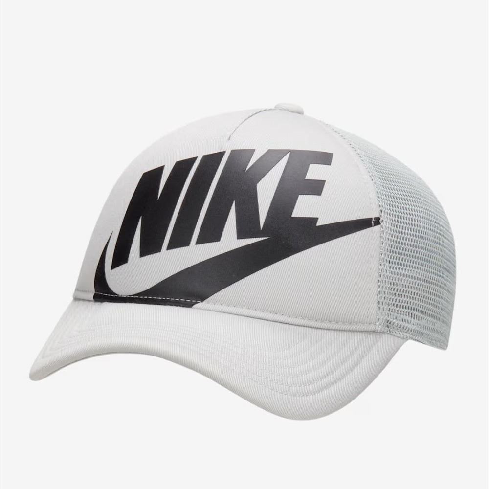 Nike Rise Unisex Kids Boys Girls Structured AdjustableTrucker Hat Cap Grey